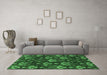 Machine Washable Abstract Emerald Green Modern Area Rugs in a Living Room,, wshabs4112emgrn