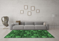 Machine Washable Abstract Emerald Green Modern Rug, wshabs4112emgrn