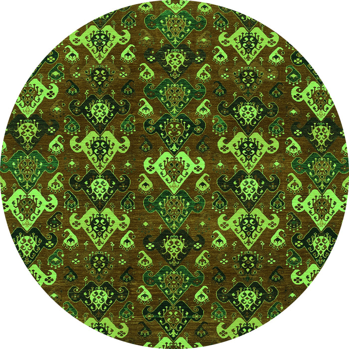Round Abstract Green Modern Rug, abs4112grn