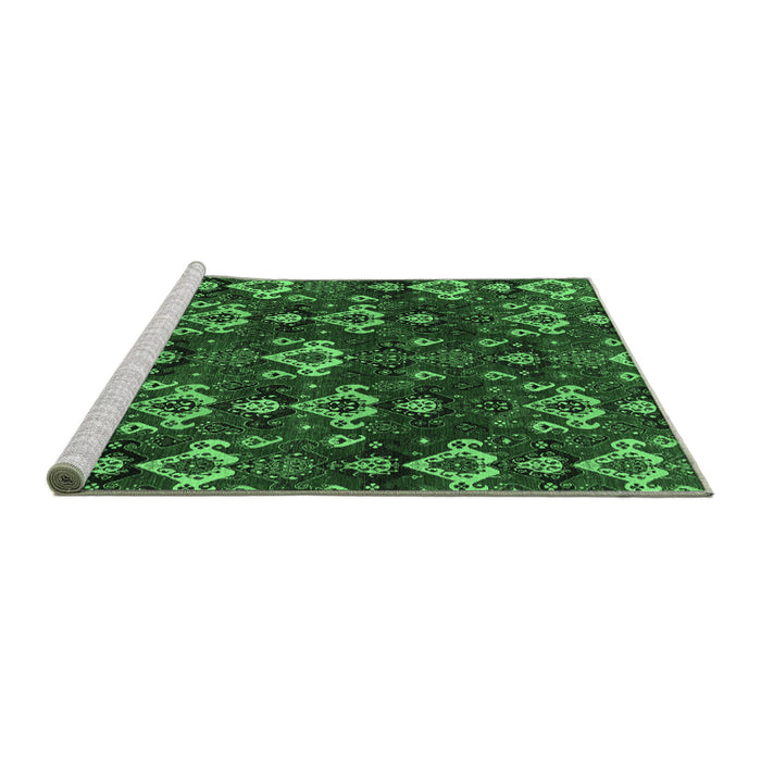 Sideview of Machine Washable Abstract Emerald Green Modern Area Rugs, wshabs4112emgrn