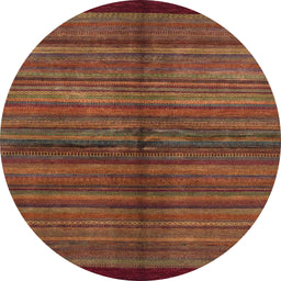 Round Machine Washable Abstract Red Rug, wshabs4113
