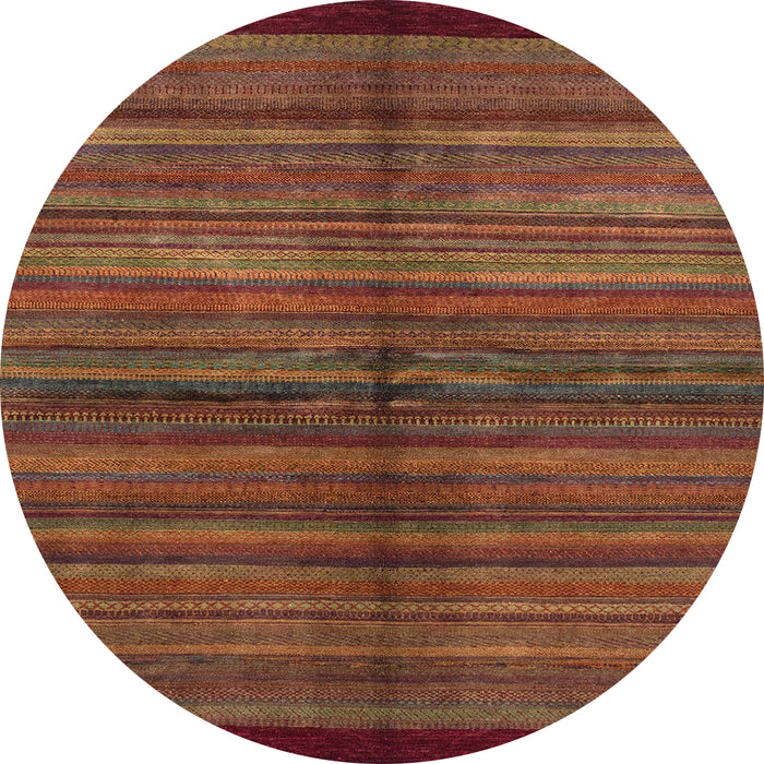 Round Machine Washable Abstract Red Rug, wshabs4113