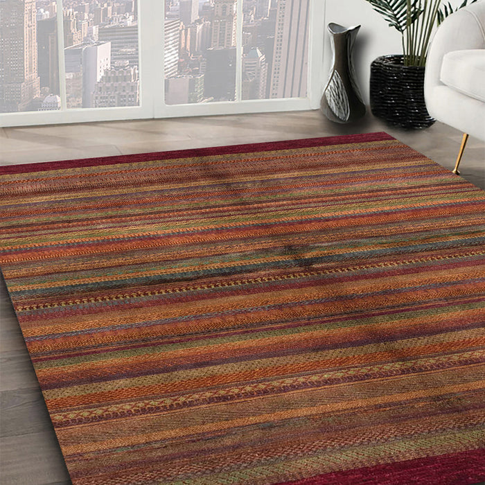 Machine Washable Abstract Red Rug in a Family Room, wshabs4113