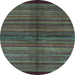 Round Abstract Light Blue Modern Rug, abs4113lblu