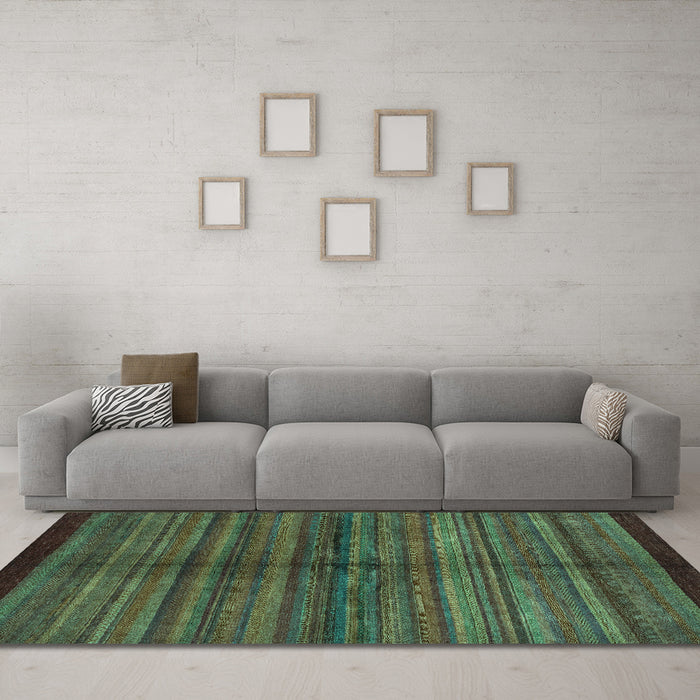 Machine Washable Abstract Turquoise Modern Area Rugs in a Living Room,, wshabs4113turq