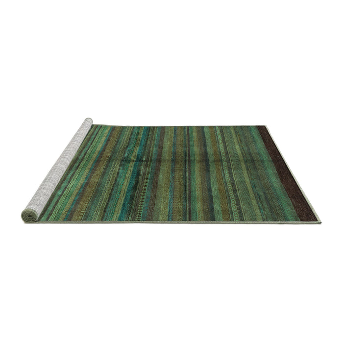 Sideview of Machine Washable Abstract Turquoise Modern Area Rugs, wshabs4113turq