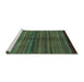 Sideview of Machine Washable Abstract Turquoise Modern Area Rugs, wshabs4113turq