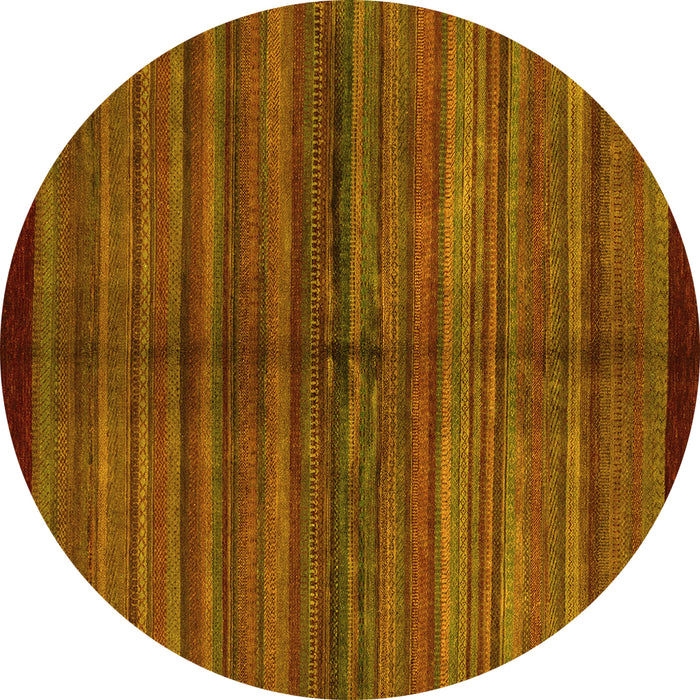 Round Machine Washable Abstract Yellow Modern Rug, wshabs4113yw