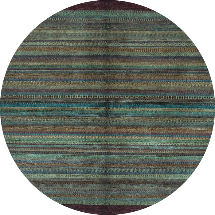 Round Machine Washable Abstract Light Blue Modern Rug, wshabs4113lblu
