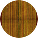 Round Abstract Yellow Modern Rug, abs4113yw