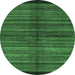 Round Abstract Emerald Green Modern Rug, abs4113emgrn