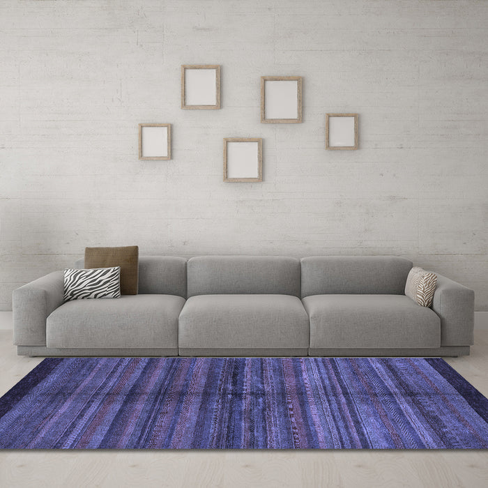 Machine Washable Abstract Blue Modern Rug in a Living Room, wshabs4113blu