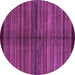 Round Machine Washable Abstract Purple Modern Area Rugs, wshabs4113pur