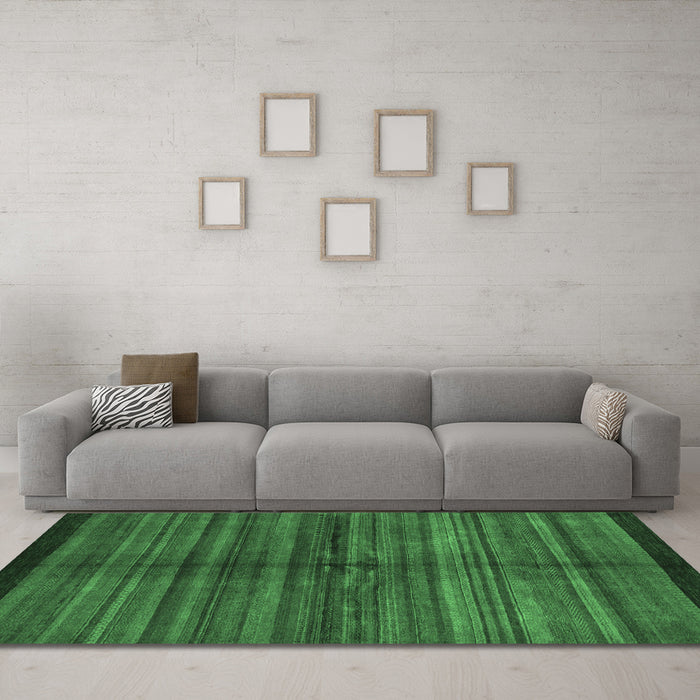 Machine Washable Abstract Emerald Green Modern Area Rugs in a Living Room,, wshabs4113emgrn