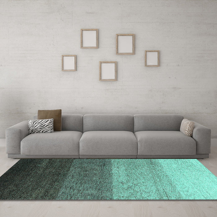 Machine Washable Abstract Turquoise Modern Area Rugs in a Living Room,, wshabs4114turq
