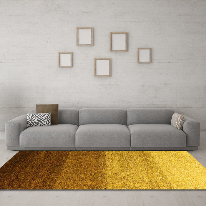 Machine Washable Abstract Yellow Modern Rug in a Living Room, wshabs4114yw