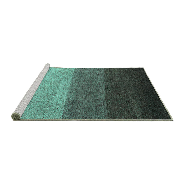 Sideview of Machine Washable Abstract Turquoise Modern Area Rugs, wshabs4114turq