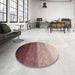 Round Machine Washable Abstract Vermilion Red Rug in a Office, wshabs4114