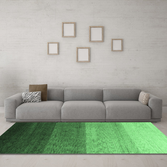 Machine Washable Abstract Emerald Green Modern Area Rugs in a Living Room,, wshabs4114emgrn
