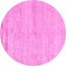 Round Machine Washable Solid Pink Modern Rug, wshabs4115pnk