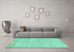 Machine Washable Solid Turquoise Modern Area Rugs in a Living Room,, wshabs4115turq
