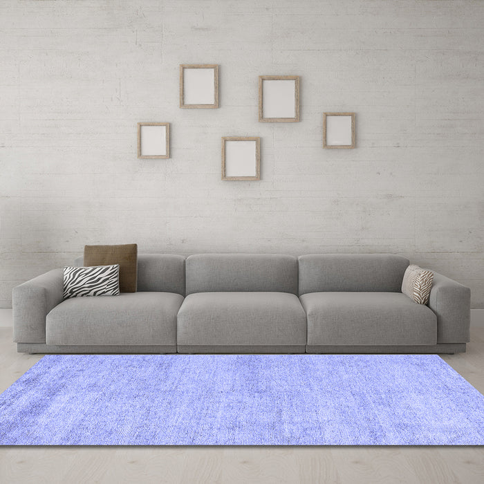 Machine Washable Solid Blue Modern Rug in a Living Room, wshabs4115blu
