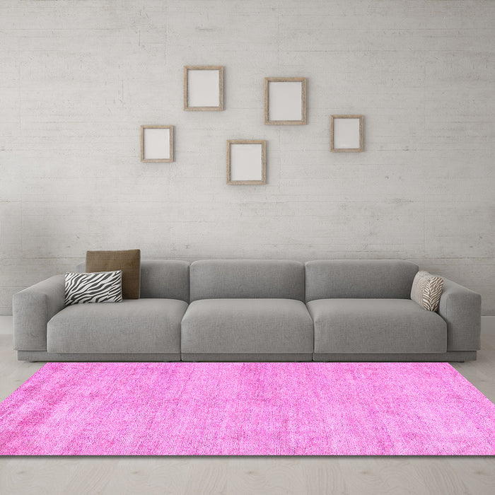 Machine Washable Solid Pink Modern Rug in a Living Room, wshabs4115pnk