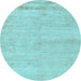 Round Machine Washable Solid Light Blue Modern Rug, wshabs4115lblu