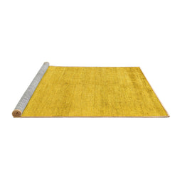 Sideview of Machine Washable Solid Yellow Modern Rug, wshabs4115yw
