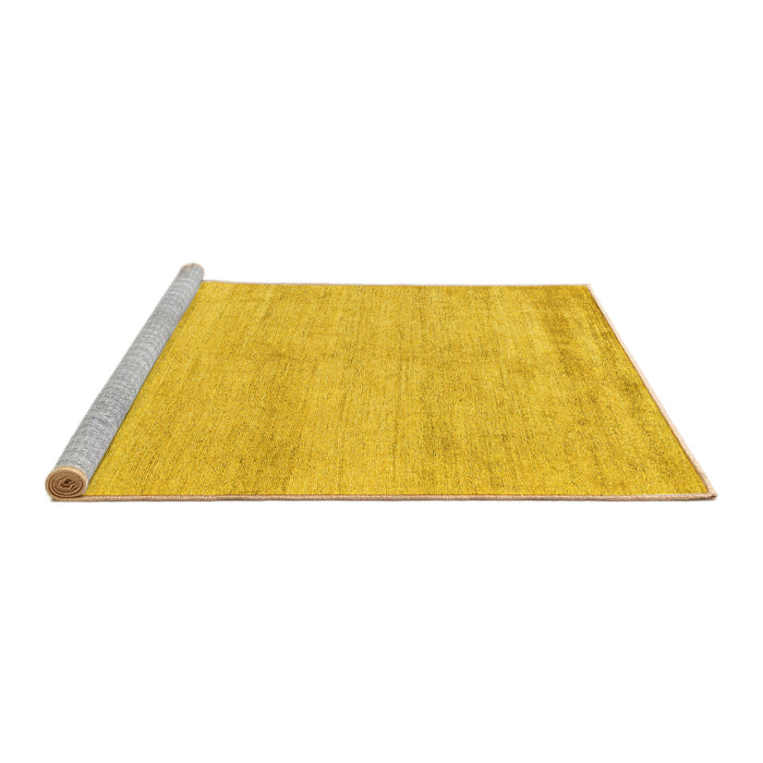 Sideview of Machine Washable Solid Yellow Modern Rug, wshabs4115yw