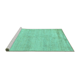 Sideview of Machine Washable Solid Turquoise Modern Area Rugs, wshabs4115turq