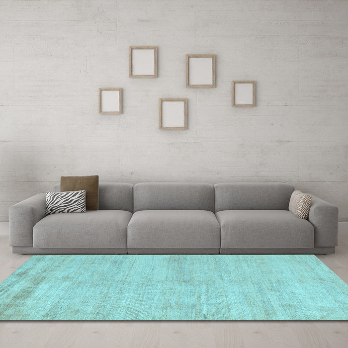 Machine Washable Solid Light Blue Modern Rug in a Living Room, wshabs4115lblu