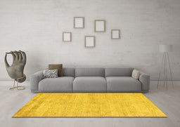 Machine Washable Solid Yellow Modern Rug in a Living Room, wshabs4115yw