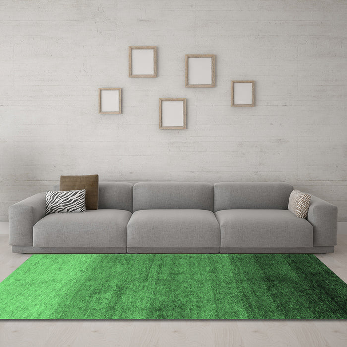 Machine Washable Abstract Emerald Green Modern Area Rugs in a Living Room,, wshabs4116emgrn