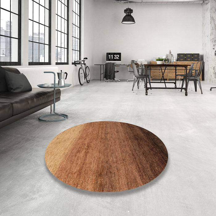 Round Abstract Saffron Red Modern Rug in a Office, abs4116