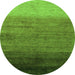 Round Machine Washable Abstract Green Modern Area Rugs, wshabs4116grn