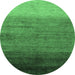 Round Abstract Emerald Green Modern Rug, abs4116emgrn