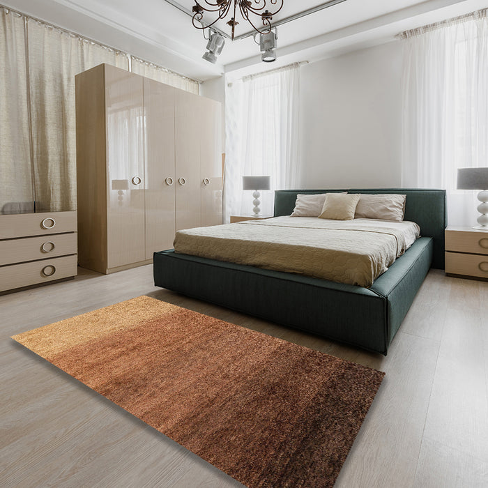 Machine Washable Abstract Saffron Red Rug in a Bedroom, wshabs4116