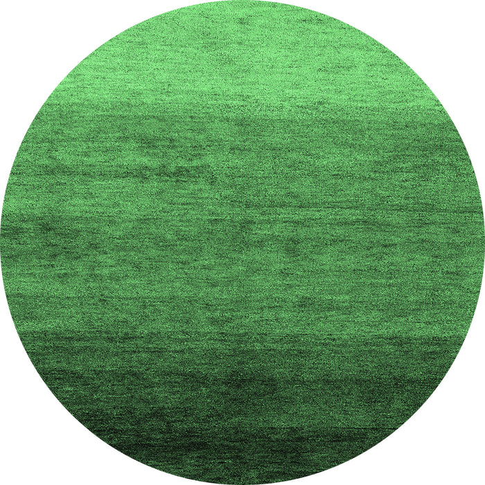 Round Machine Washable Abstract Emerald Green Modern Area Rugs, wshabs4116emgrn