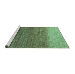 Sideview of Machine Washable Abstract Turquoise Modern Area Rugs, wshabs4116turq