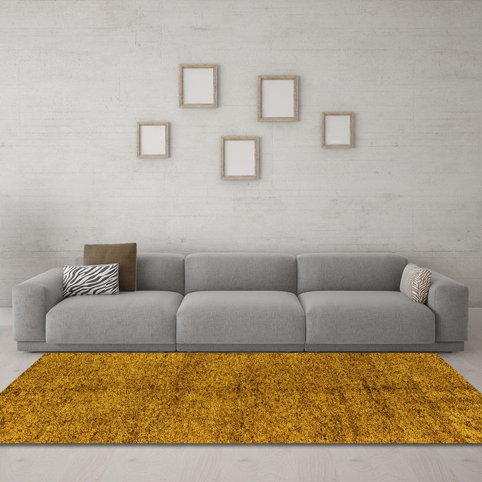 Machine Washable Abstract Yellow Modern Rug in a Living Room, wshabs4117yw