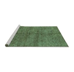 Sideview of Machine Washable Abstract Turquoise Modern Area Rugs, wshabs4117turq