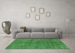 Machine Washable Abstract Emerald Green Modern Area Rugs in a Living Room,, wshabs4117emgrn