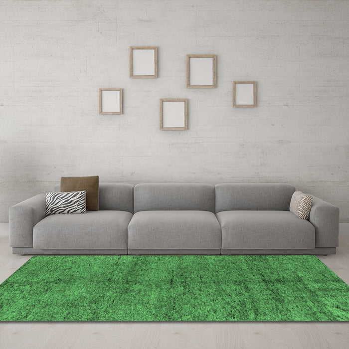 Machine Washable Abstract Emerald Green Modern Area Rugs in a Living Room,, wshabs4117emgrn