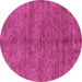 Round Machine Washable Abstract Pink Modern Rug, wshabs4117pnk