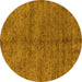 Round Abstract Yellow Modern Rug, abs4117yw