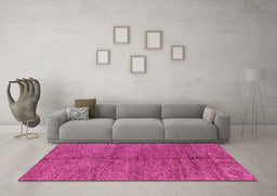 Machine Washable Abstract Pink Modern Rug in a Living Room, wshabs4117pnk