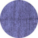 Round Abstract Blue Modern Rug, abs4117blu