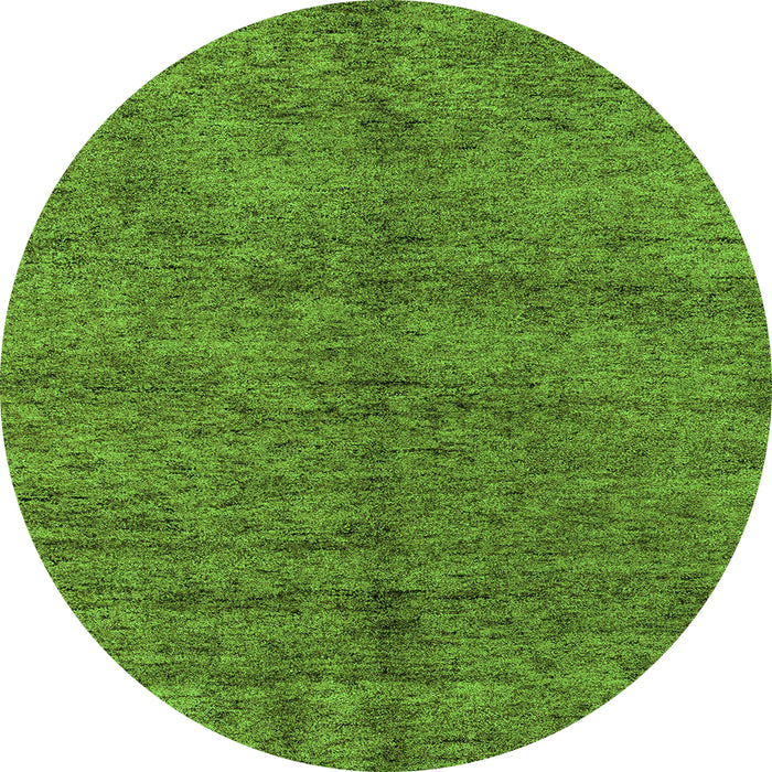 Round Machine Washable Abstract Green Modern Area Rugs, wshabs4117grn