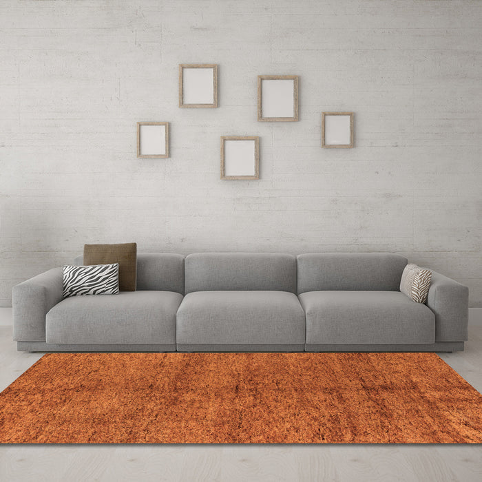 Machine Washable Abstract Orange Modern Area Rugs in a Living Room, wshabs4117org